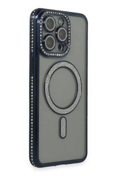 CepteToptan iPhone 15 Pro Kılıf Joke Simli Magneticsafe Kılıf - Lacivert - DROPX4665-2885