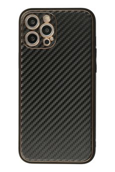 CepteToptan iPhone 12 Pro Kılıf Coco Karbon Silikon - Siyah - DROPX7716-7479
