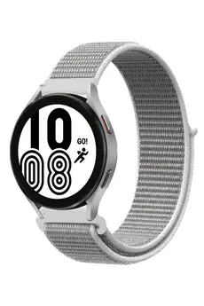 CepteToptan Samsung Galaxy Watch 4 Hasırlı Cırtcırtlı Kordon - Beyaz - DROPX6370-7710