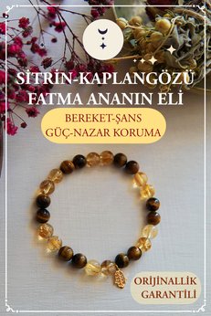 Orenda Design Sitrin Kaplan Gözü Fatma Ananın Eli Doğal Taş Bileklik – Bereket-şans-güç-nazar Koruma