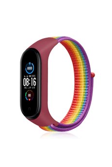 CepteToptan Xiaomi Mi Band 4 Hasırlı Cırtcırtlı Kordon - Gökkuşağı - DROPX2100-5143