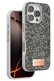 ONEGIF iPhone 16 Pro Bright Simli Kapak - Gümüş