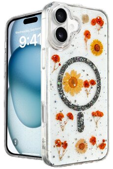 CepteToptan iPhone 16 Kılıf Daisy Simli Magsafe Kapak - Siyah - DROPX8613-4789