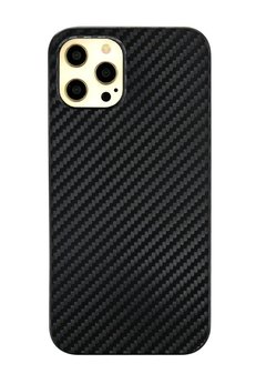 CepteToptan iPhone 12 Pro Max Kılıf Karbon PP Silikon - Siyah - DROPX9281-2643