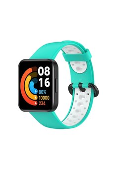 CepteToptan Xiaomi Redmi Watch 2 Spor Delikli Kordon - Turkuaz-Beyaz - DROPX4564-6509