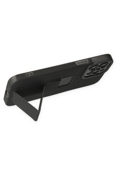 CepteToptan iPhone 12 Pro Kılıf Mega Standlı Silikon - Siyah - DROPX7183-1857