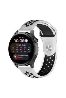 CepteToptan Watch 22mm Spor Delikli Kordon - Beyaz-Siyah - DROPX4979-1527