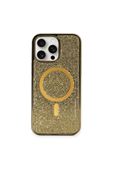 Toptan Bulurum iPhone 16 Pro Kılıf Diamond Magsafe Kapak - Gold