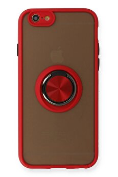 Toptan Bulurum iPhone 6 Kılıf Montreal Yüzüklü Silikon Kapak - Kırmızı