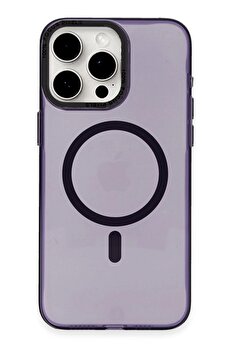 Toptan Bulurum iPhone 15 Pro Max Kılıf Anka PC Magneticsafe Sert Metal Kapak - Mor