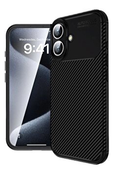 Toptan Bulurum iPhone 16 Plus Kılıf Auto Focus Karbon Kapak - Siyah