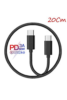 CepteToptan Ally Type-C -TO Type C 60w Qc3.0A Hızlı 0.20cm Kısa Şarj Kablosu-(1903) - DROPX2832-8984