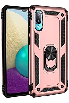 Toptan Bulurum Samsung Galaxy A02 Kılıf Sofya Yüzüklü Silikon Kapak - Rose