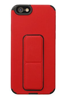 Toptan Bulurum iPhone 6 Kılıf Mega Standlı Silikon - Kırmızı