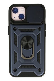 Toptan Bulurum iPhone 14 Kılıf Pars Lens Yüzüklü Silikon - Lacivert