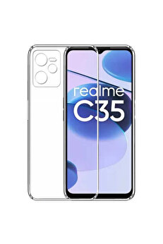 Najmaddin Ally Realme C35 Uyumlu Kılıf Kamera Korumalı Ultra İnce Şeffaf Silikon Kılıf-(5775) - HRN7062-2322