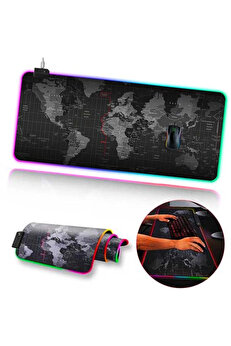 ShopB ALLY Dünya Desenli RGB Led Işıklı Oyuncu Mouse Pad 300*800*4MM-(5775) - HT2655-3986