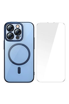 gizmurstore Glitter iPhone 14 Pro 6.1 Magsafe Silikon Kılıf + Tempered Ekran Koruyucu Set-(577 - GMS6139-8566