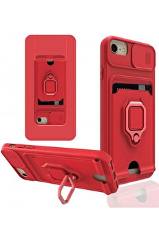Toptan Bulurum iPhone 7 Kılıf Zuma Kartvizitli Yüzüklü Silikon - Kırmızı