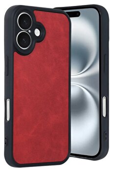 Toptan Bulurum iPhone 16 Kılıf Aras Deri Kapak - Kırmızı