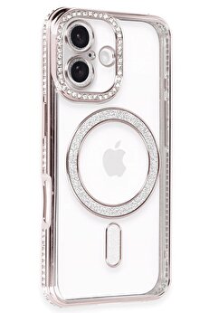 Toptan Bulurum iPhone 16 Kılıf Joke Simli Magneticsafe Kılıf - Pembe