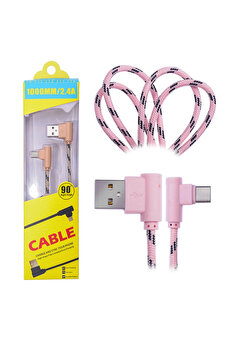 gizmurstore Ally Usb Type-C Eğik Başlı Halat Usb Kablo 1metre-(5775) - GMS7493-9056