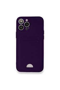 Toptan Bulurum iPhone 13 Pro Kılıf Kelvin Kartvizitli Silikon - Derin Mor