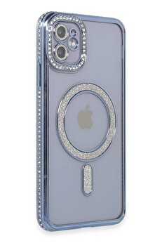 Toptan Bulurum iPhone 11 Kılıf Joke Simli Magneticsafe Kılıf - Mavi
