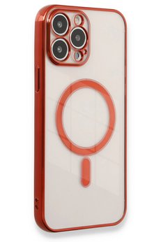 CepteToptan iPhone 13 Pro Max Kılıf Magneticsafe Lazer Silikon - Kırmızı - DROPX3834-9892