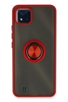 CepteToptan Realme C11 2021 Kılıf Montreal Yüzüklü Silikon Kapak - Kırmızı - DROPX7621-6215