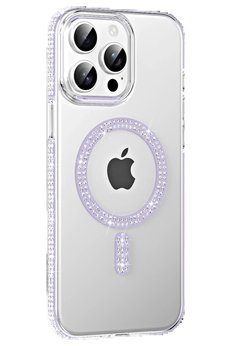 CepteToptan Apple iPhone 14 Pro Max Move Taşlı Magsafe Kapak - Lila - DROPX6566-5563