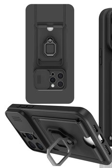 CepteToptan iPhone 15 Pro Kılıf Zuma Kartvizitli Yüzüklü Silikon - Siyah - DROPX4279-2875