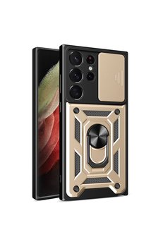 CepteToptan Samsung Galaxy S23 Ultra Kılıf Pars Lens Yüzüklü Silikon - Gold - DROPX7394-4646