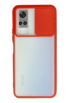 CepteToptan Vivo Y53S Kılıf Palm Buzlu Kamera Sürgülü Silikon - Kırmızı - DROPX5729-1277