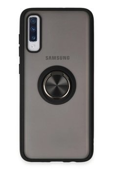 CepteToptan Samsung Galaxy A70 Kılıf Montreal Yüzüklü Silikon Kapak - Siyah - DROPX8715-9265