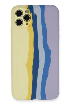 CepteToptan iPhone 11 Pro Kılıf Ebruli Lansman Silikon - Sarı-Lila - DROPX6380-8822