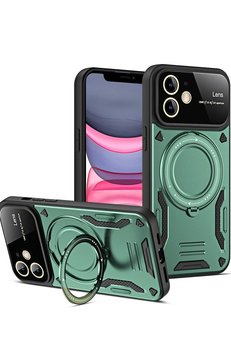 CepteToptan iPhone 11 Kılıf Joy Lens Standlı Kapak - Koyu Yeşil - DROPX2529-8249