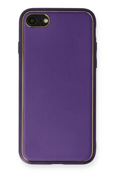 CepteToptan iPhone 7 Kılıf Coco Deri Silikon Kapak - Mor - DROPX8200-6723
