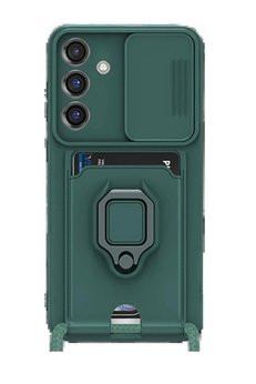CepteToptan Samsung Galaxy S25 Plus Kılıf Zuma Kartvizitli Yüzüklü Silikon - Yeşil - DROPX3761-5244