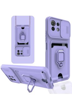 CepteToptan Xiaomi Mİ 11 Lite Kılıf Zuma Kartvizitli Yüzüklü Silikon - Lila - DROPX4418-3736
