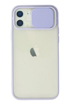 CepteToptan iPhone 12 Kılıf Palm Buzlu Kamera Sürgülü Silikon - Lila - DROPX2390-9235