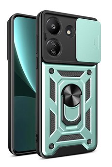 CepteToptan Xiaomi Redmi 13C Kılıf Pars Lens Yüzüklü Silikon - Yeşil - DROPX5143-3124