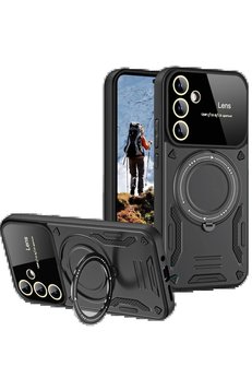 CepteToptan Samsung Galaxy S24 FE Kılıf Joy Lens Standlı Kapak - Siyah - DROPX2881-3465
