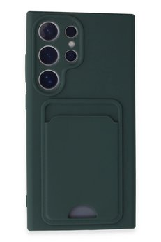 CepteToptan Samsung Galaxy S24 Ultra Kılıf Kelvin Kartvizitli Silikon - Koyu Yeşil - DROPX6413-4671