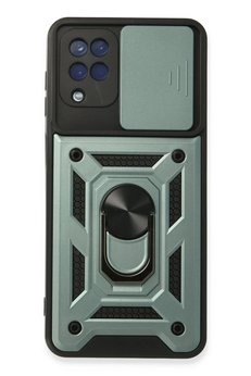 CepteToptan Samsung Galaxy A22 Kılıf Pars Lens Yüzüklü Silikon - Yeşil - DROPX8843-8699