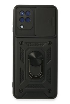 CepteToptan Samsung Galaxy A22 Kılıf Pars Lens Yüzüklü Silikon - Siyah - DROPX2517-5382