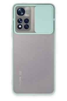 CepteToptan Xiaomi Redmi Note 11T Kılıf Palm Buzlu Kamera Sürgülü Silikon - Turkuaz - DROPX8401-5621