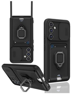 CepteToptan Samsung Galaxy S24 FE Kılıf Zuma Kartvizitli Yüzüklü Silikon - Siyah - DROPX7911-3790
