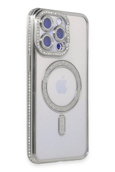 CepteToptan iPhone 14 Pro Kılıf Joke Simli Magneticsafe Kılıf - Gümüş - DROPX9544-5029