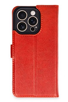 CepteToptan iPhone 16 Pro Kılıf Trend S Plus Kapaklı Kılıf - Kırmızı - DROPX5253-7059